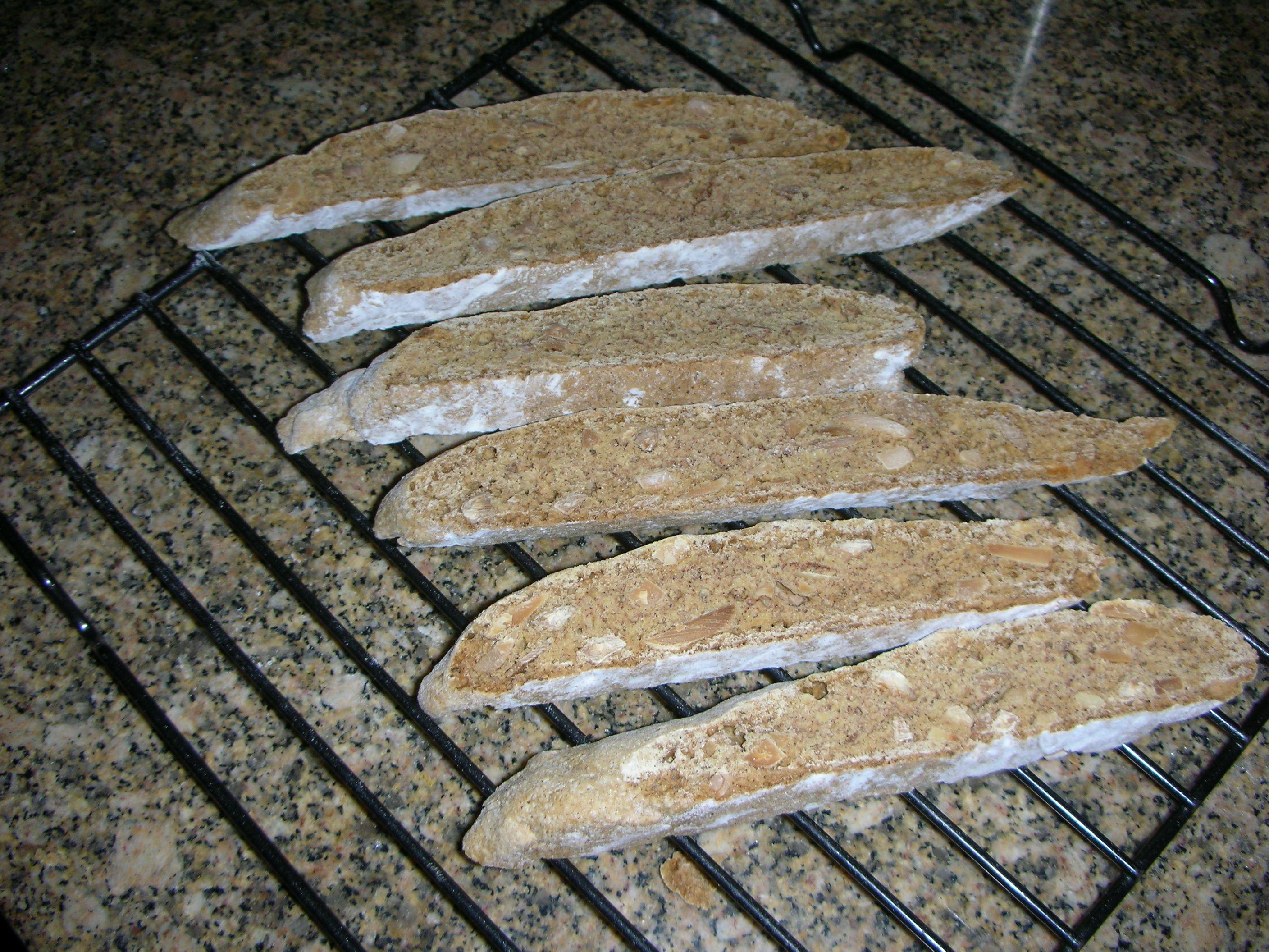 Tuscan almond biscotti second baking sliced